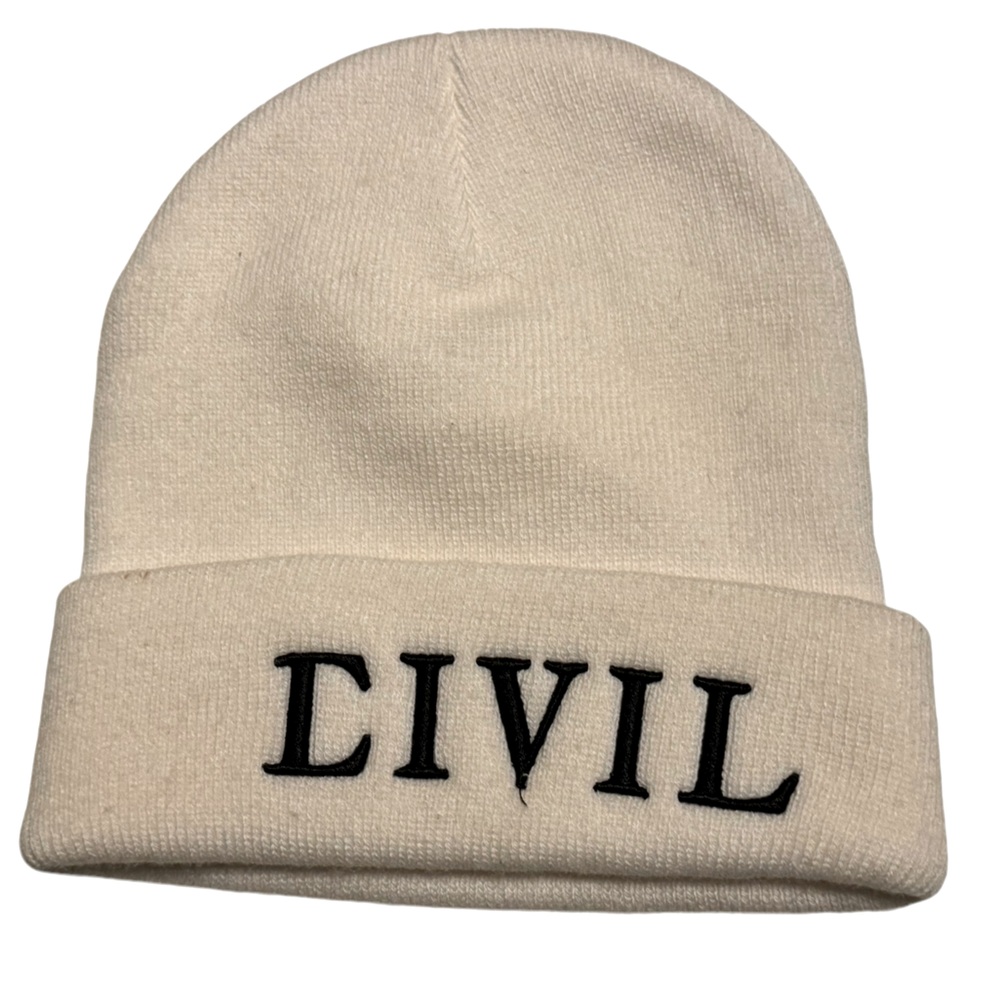 Vintage CIVIL Embroidered White Skate Streetwear Beanie Hat Men’s OS MINTY
